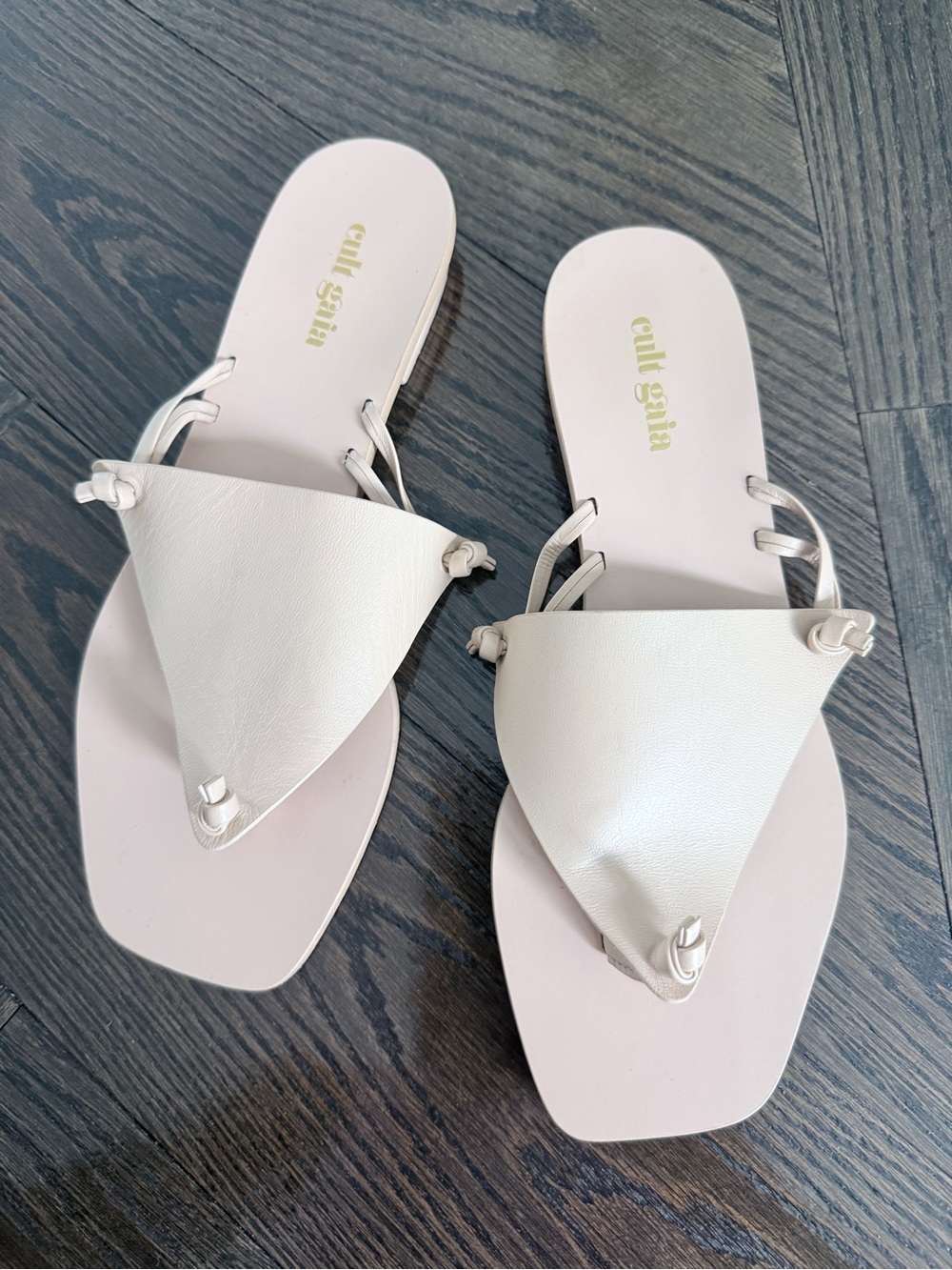 $400 Cult Gaia nude beige sandals slides shoes 37.5 7.5